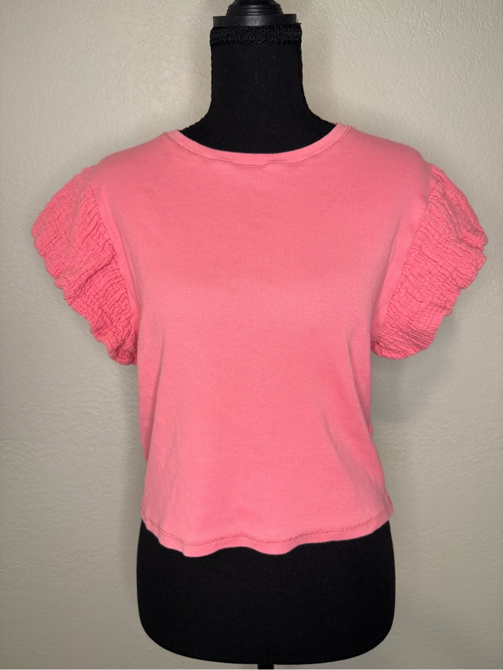 Zara Coral Pink Ruffle Sleeve Crop Top